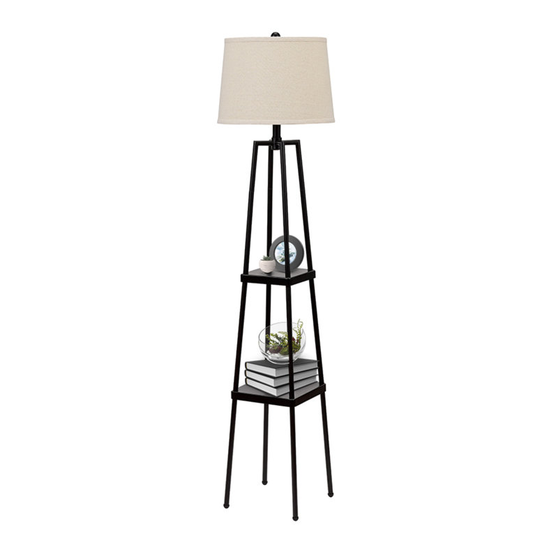 Latitude Run® 58" Modern Metal Etagere Floor Lamp with Shelves and